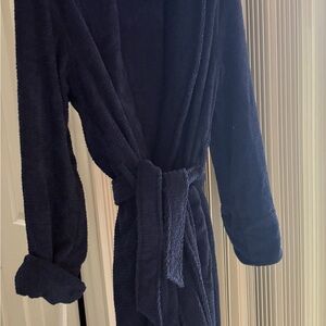 Lands' End Deep Blue Textured Bathrobe